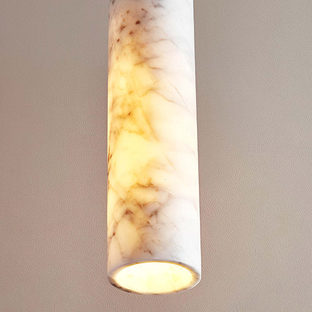 Elongated Cylindrical Marble Minimalist Pendant Chandelier