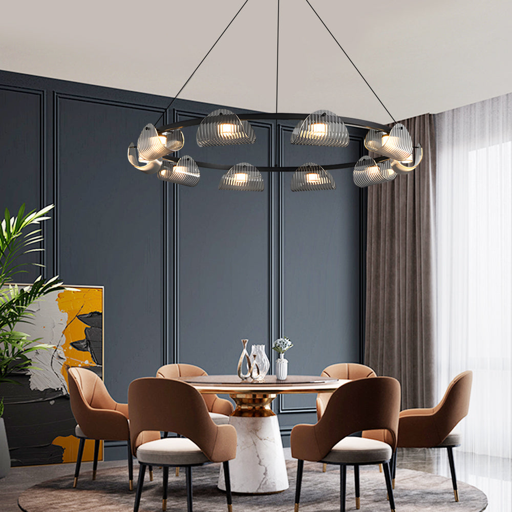 6/8/10-Light Curved Striped Glass LED Nordic Chandelier