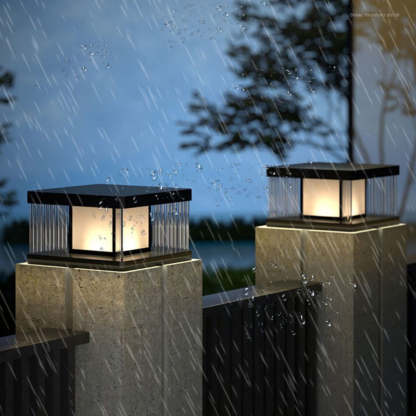 Waterproof IP65 LED Glass Acrylic Black Modern Solar Fence Post Lights