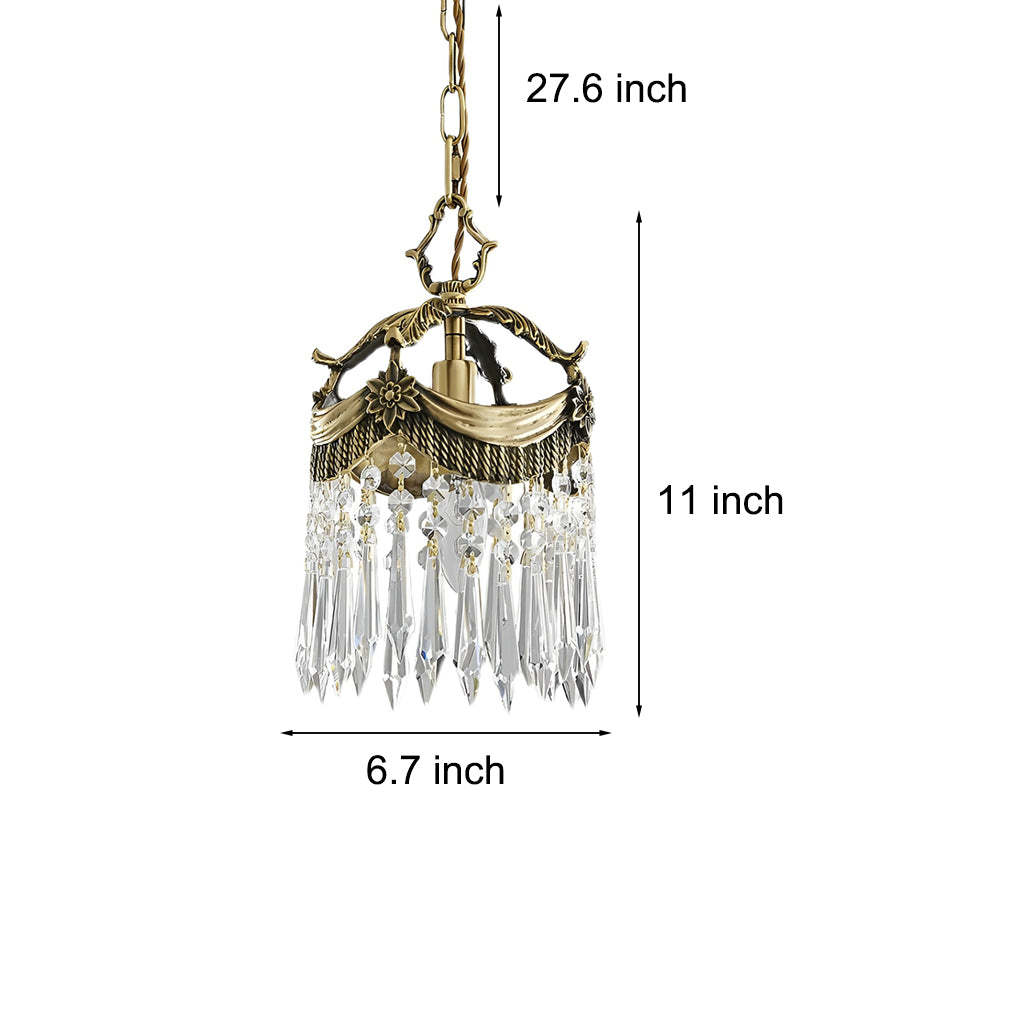 Retro Crystal Tassel 3-Step Dimming French Pendant Light