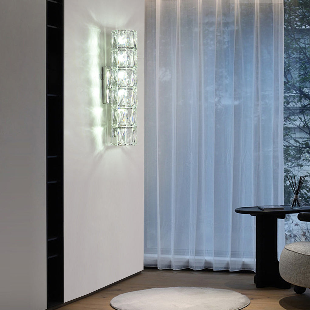 Cylindrical Crystal 3-Step Dimming LED Modern Wall Sconce