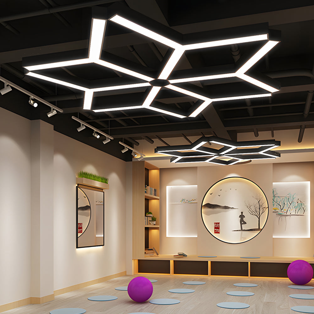 Modern Seamless Y-Shaped Linear LED 4-Piece Office Pendant