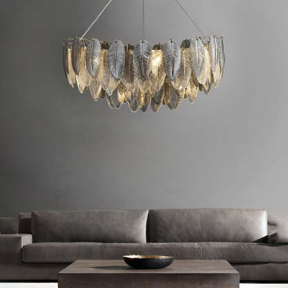 Romantic Creative Feathers Glass Three Step Dimming Modern Chandelier-Lighom