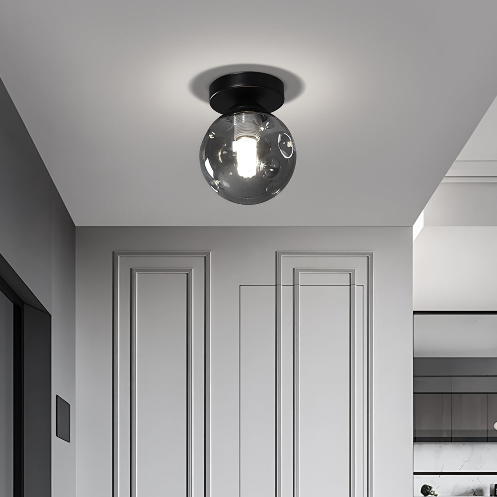 Nordic Corridor Amber Smoky Glass Ceiling Light