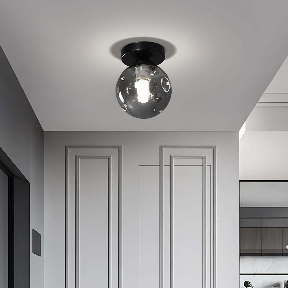 Nordic Corridor Amber Smoky Glass Ceiling Light