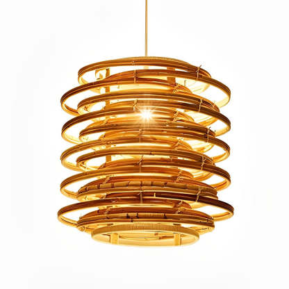 16" Round Bamboo Farmhouse Living Room Pendant Light