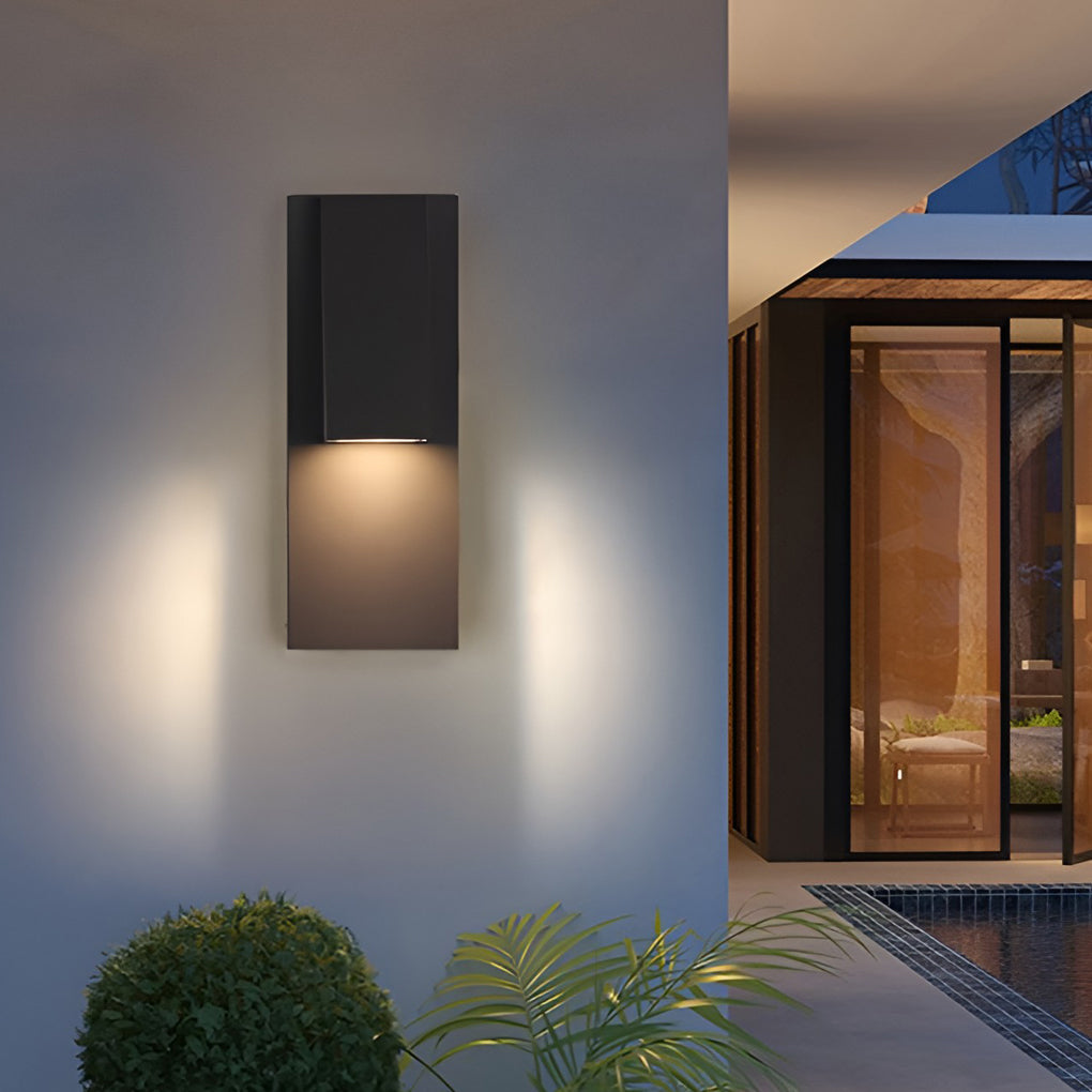 Rectangle Waterproof LED Black Modern Outdoor Wall Lamp Wall Light Fixture-Lighom