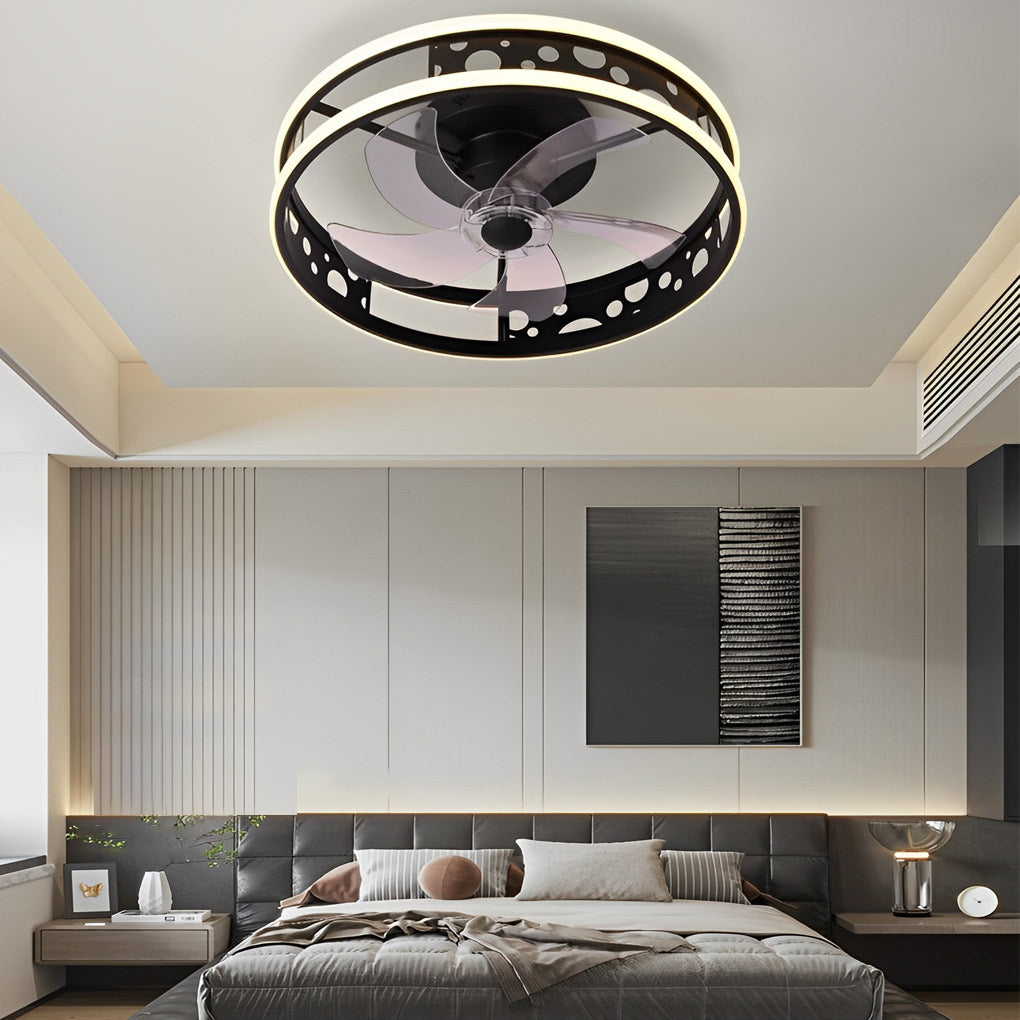 Round 3-Step Dimming LED Nordic Remote Fan