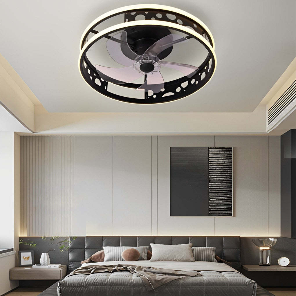 Round 3-Step Dimming LED Nordic Remote Fan
