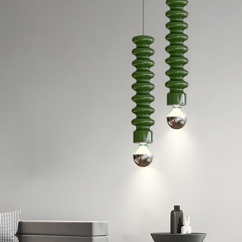 Long Spiral Gourd Metal Semi-Plated Modern Pendant Light