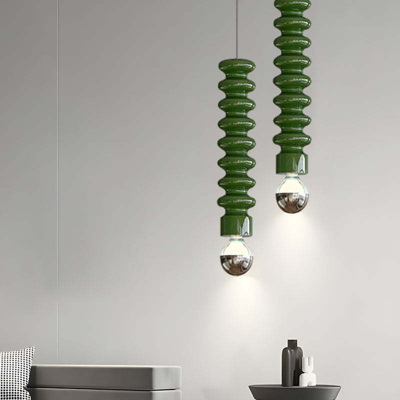 Long Spiral Gourd Metal Semi-Plated Modern Pendant Light