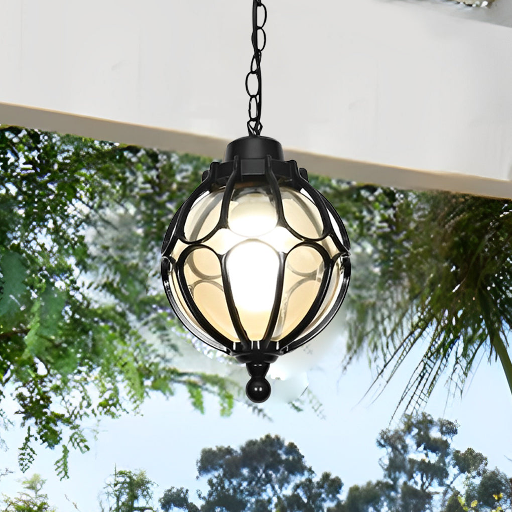 Glass Ball Aluminum Waterproof American Style Outdoor Chandelier Light-Lighom