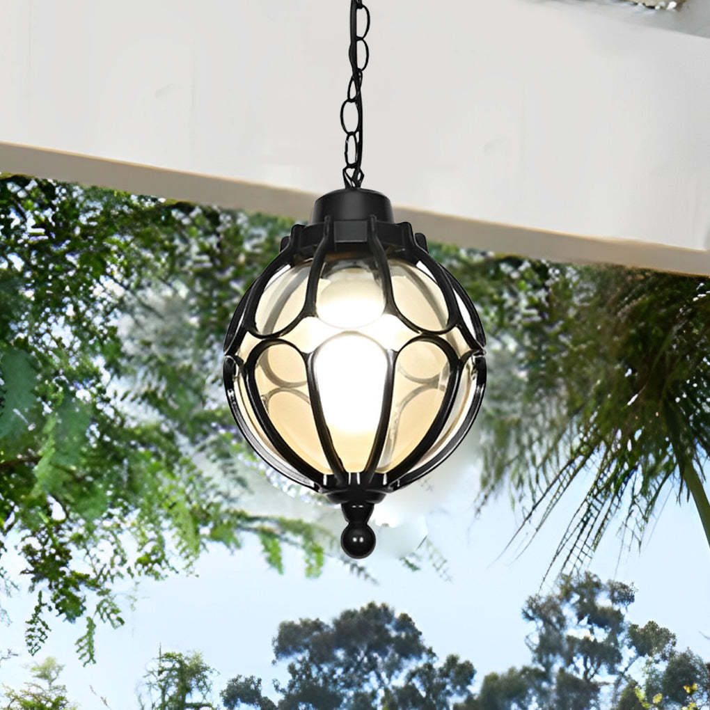 Glass Ball Aluminum Waterproof American Style Outdoor Chandelier Light-Lighom