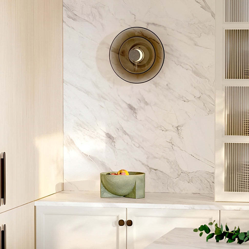 Double Layer Round Glass Electroplated Metal LED Nordic Wall Lights-Lighom