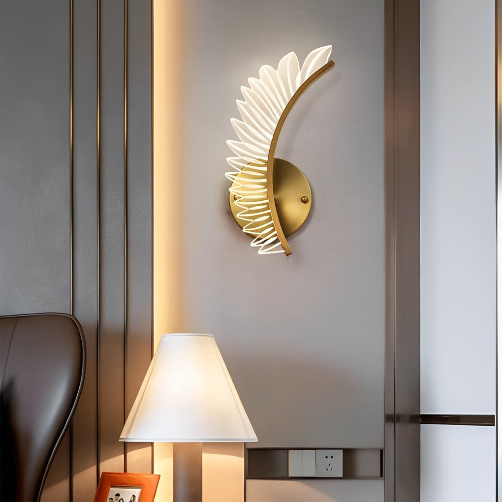 Bronze acrylic feather postmodern wall sconces — Right 1-Light