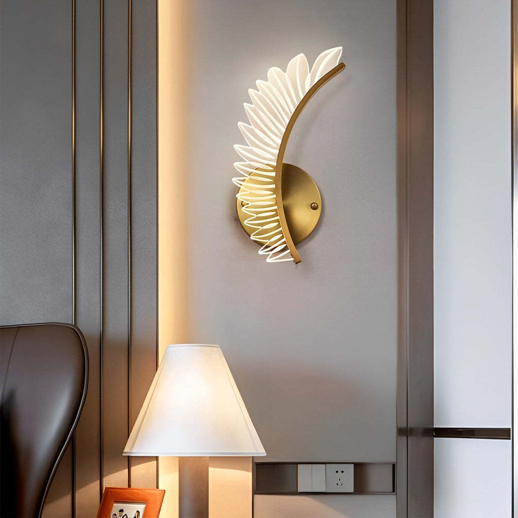 Acrylic Leaves Feathers LED Three Step Dimming Postmodern Wall Lamp-Lighom