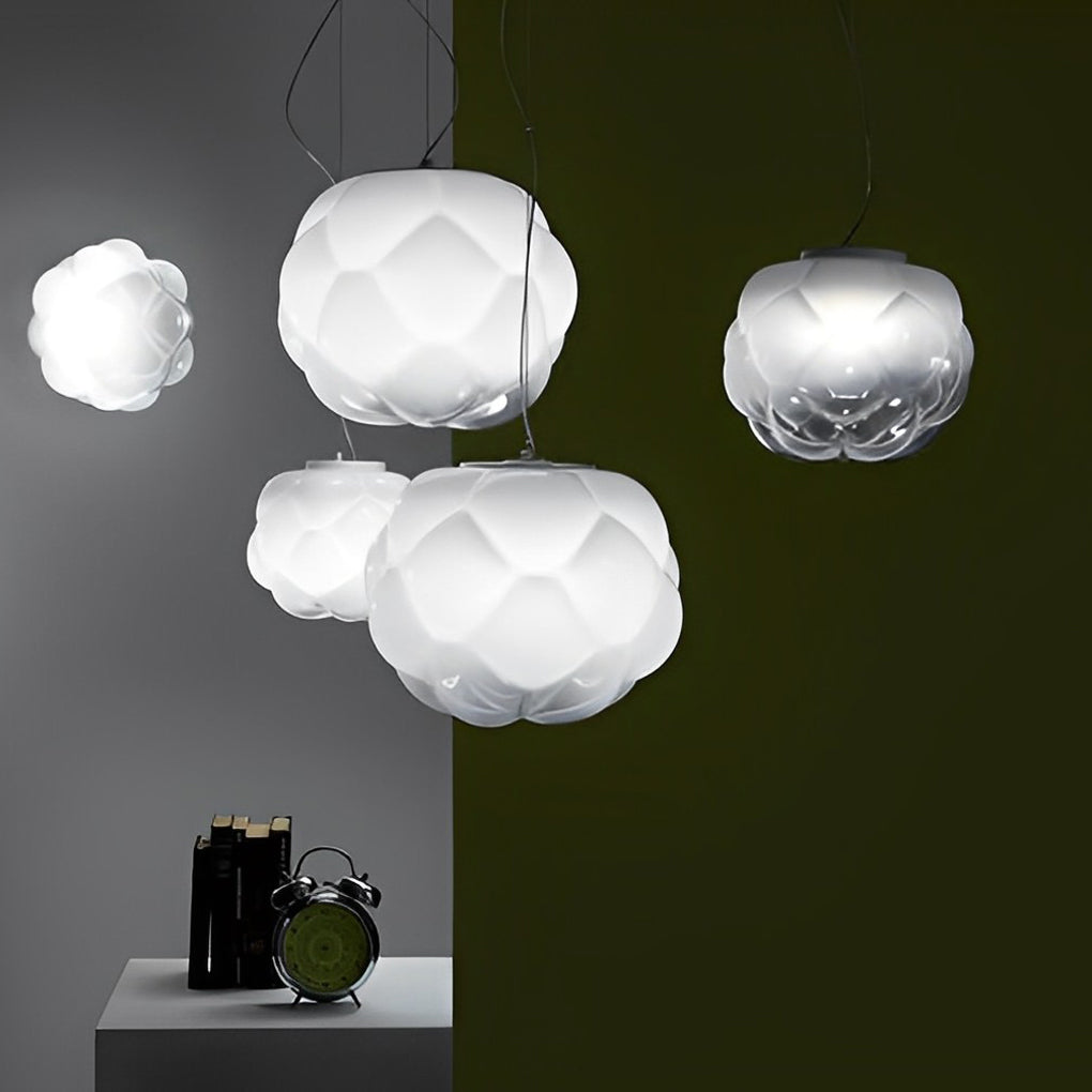 Round Glass Cloud LED White Modern Pendant