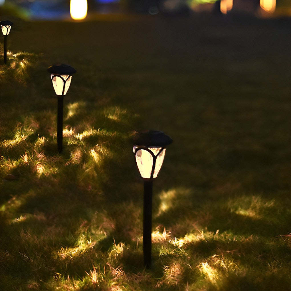 2PCS Waterproof Glass Lampshade LED Intelligent Black Solar Lawn Lamp-Lighom