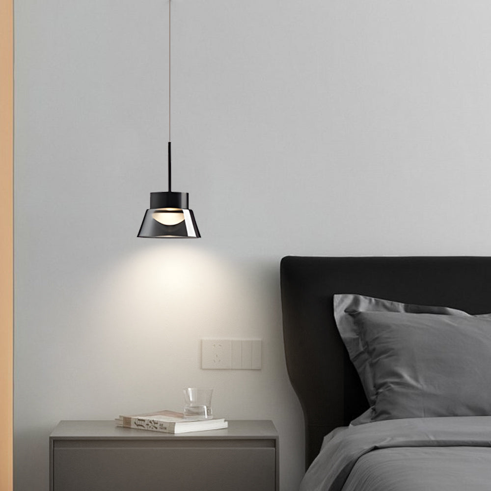 1/2-Light Smoked Gray Glass LED Island Pendant Chandelier