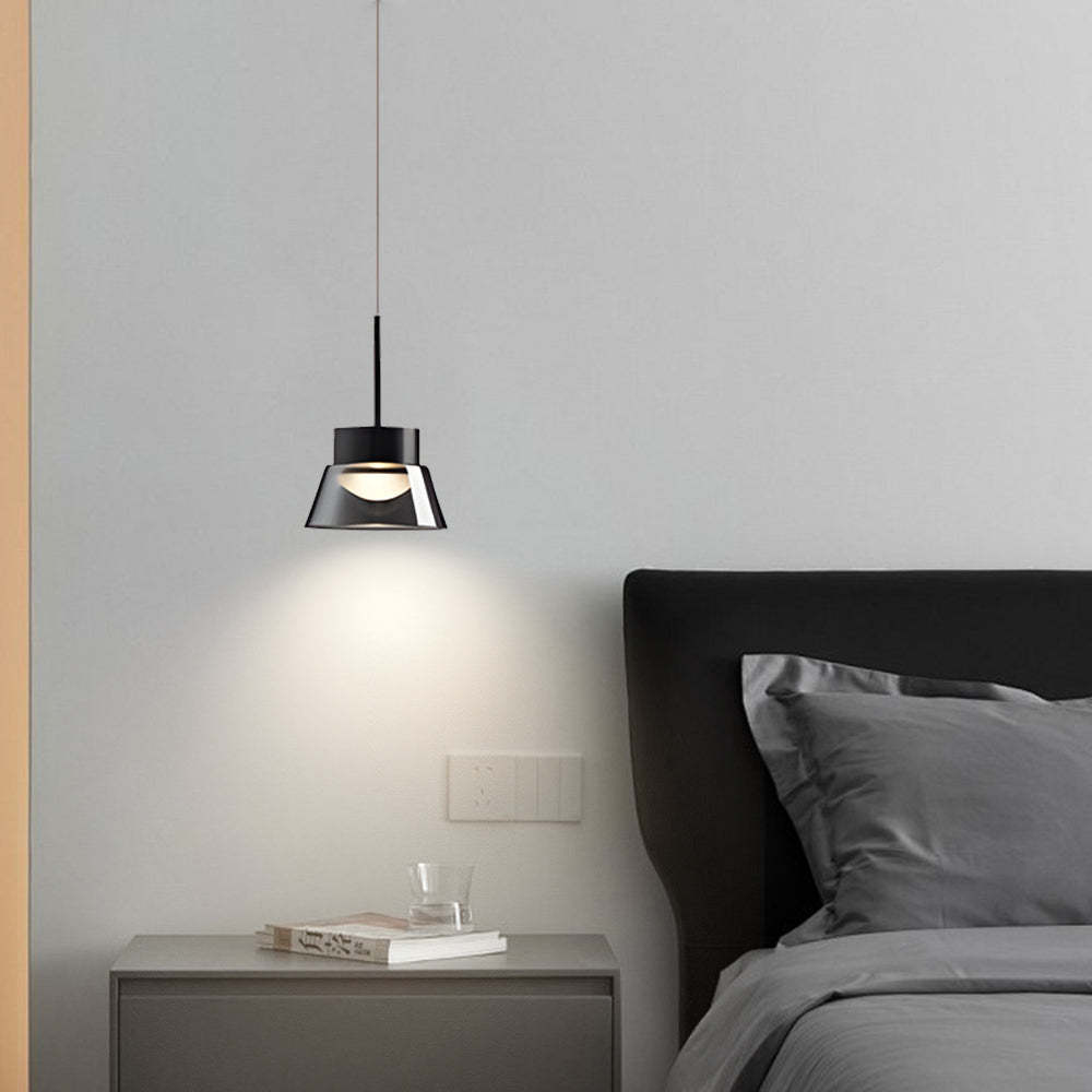 1/2-Light Smoked Gray Glass LED Island Pendant Chandelier