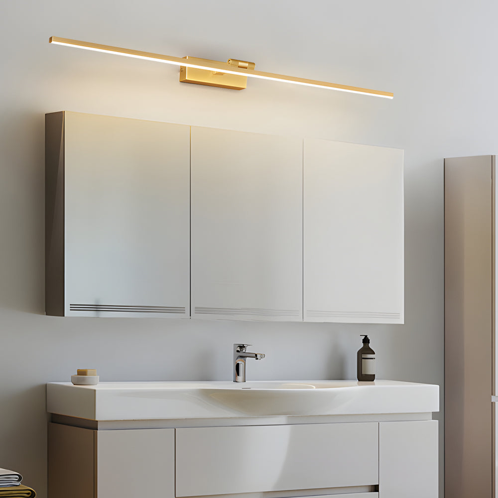Modern Copper Adjustable LED Bathroom Vanity Light with Rotatable Rod and Linear Acrylic Shade-Lighom