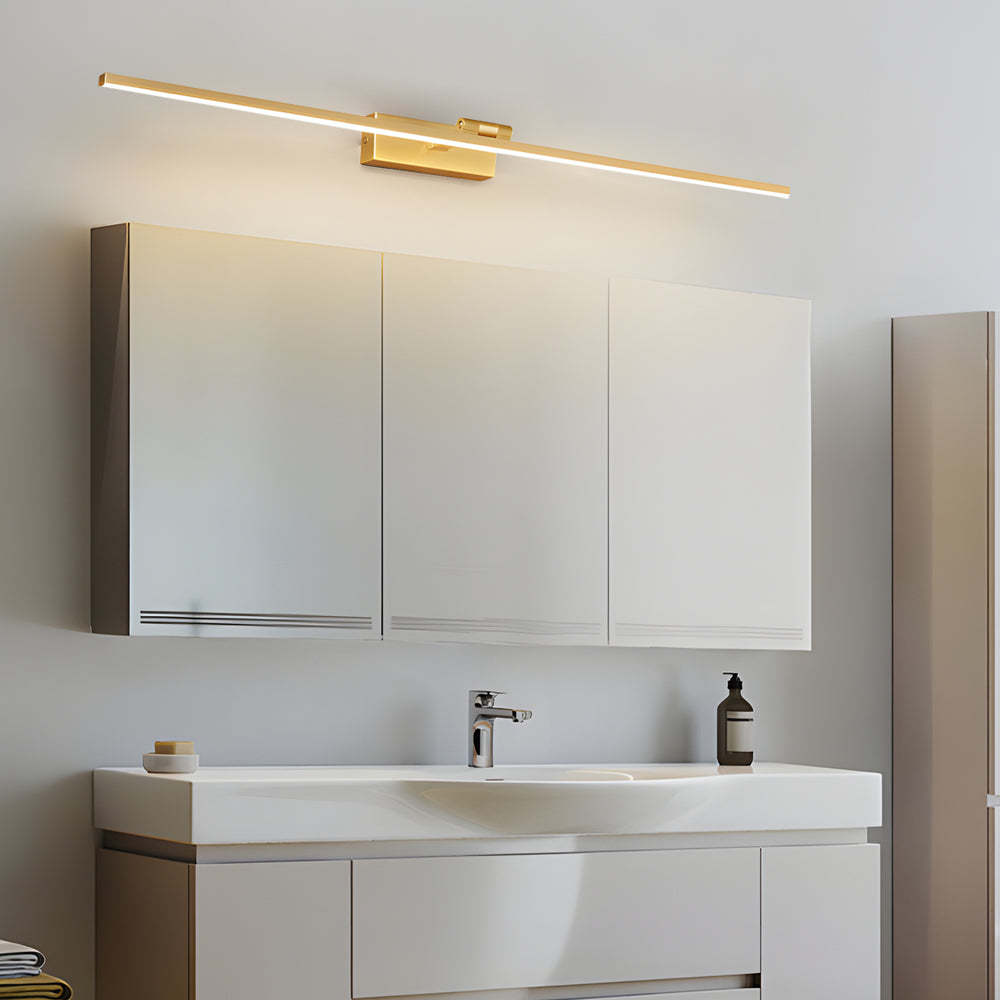 Modern Copper Adjustable LED Bathroom Vanity Light with Rotatable Rod and Linear Acrylic Shade-Lighom