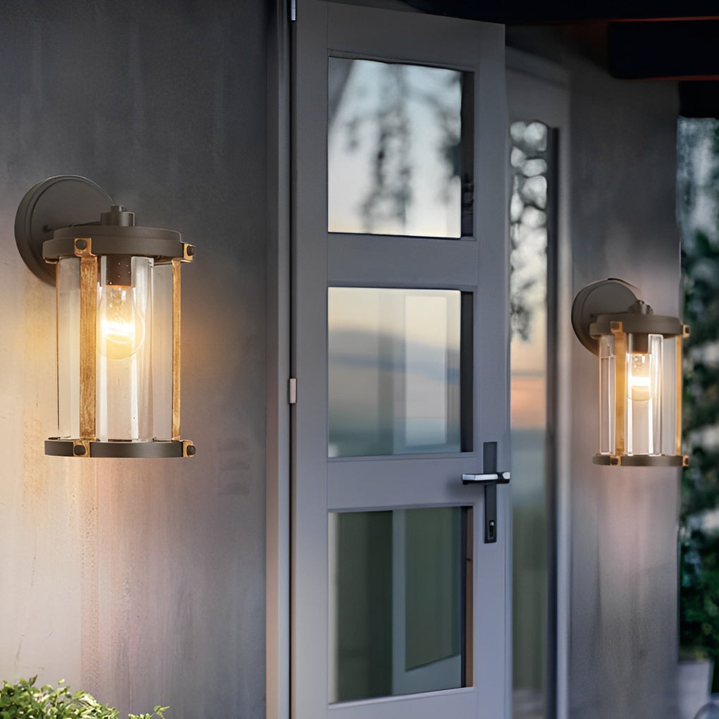 Vintage Waterproof Glass Black Industrial Style Outdoor Wall Sconces Lighting-Lighom