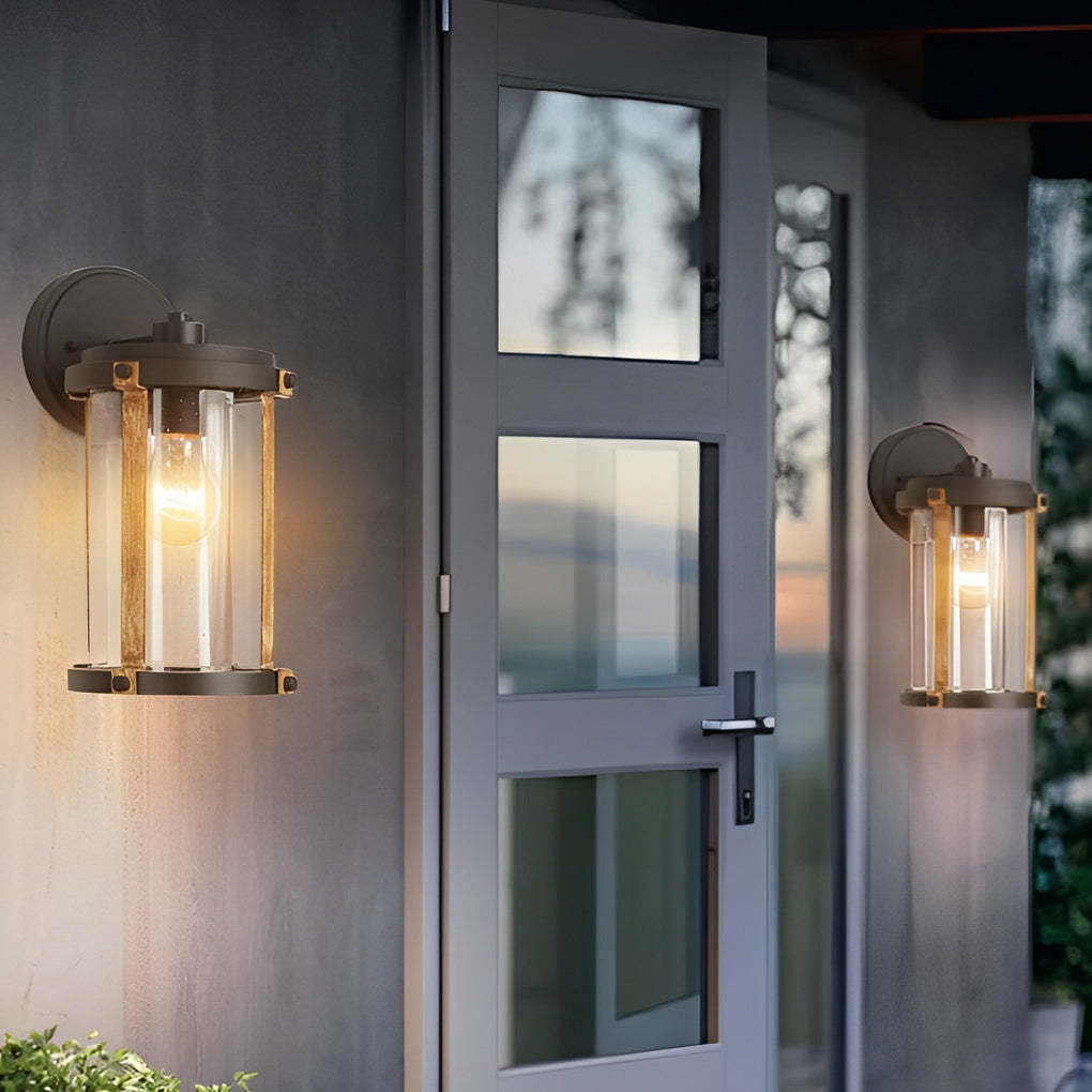 Vintage Waterproof Glass Black Industrial Style Outdoor Wall Sconces Lighting-Lighom