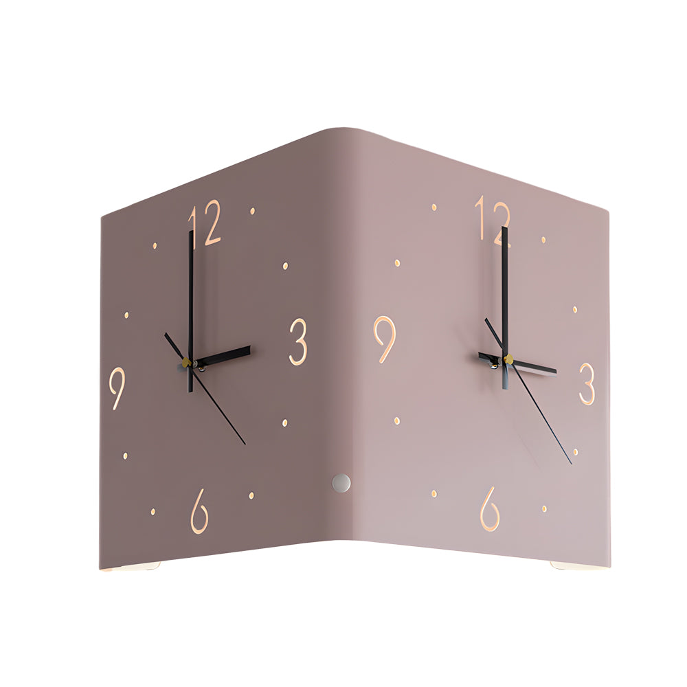 Square Metal Silent Backlit LED Corner Wall Clock Modern Wall Decor-Lighom