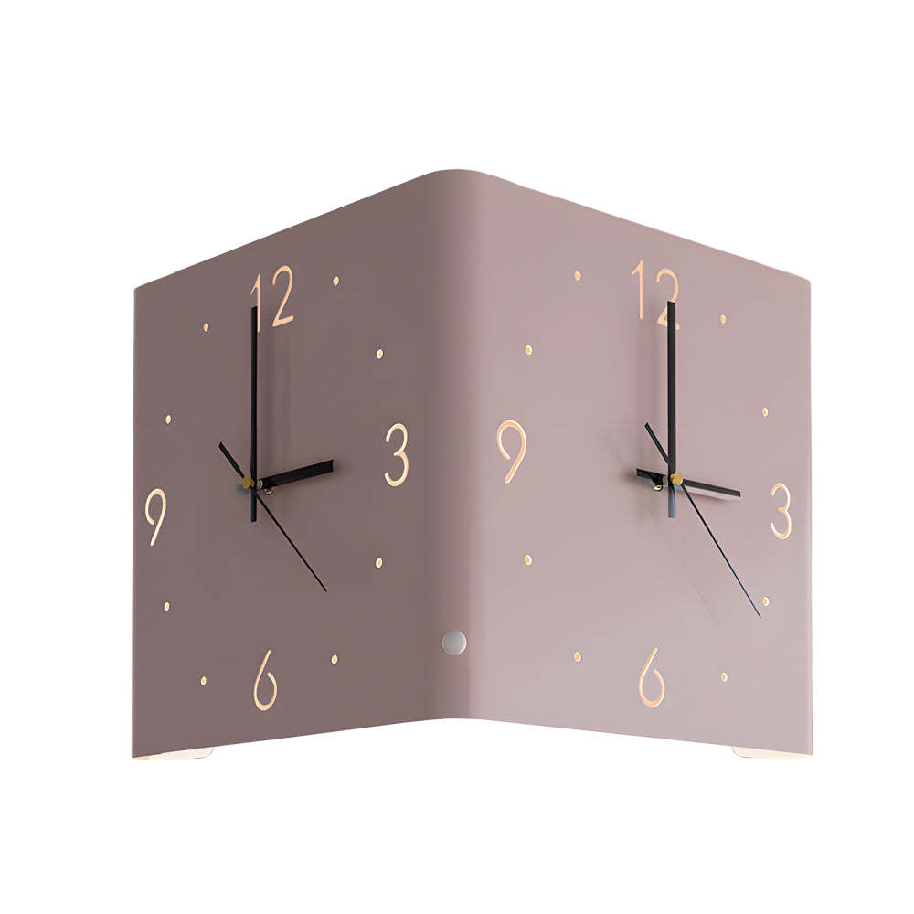Square Metal Silent Backlit LED Corner Wall Clock Modern Wall Decor-Lighom