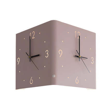 Square Metal Silent Backlit LED Corner Wall Clock Modern Wall Decor-Lighom