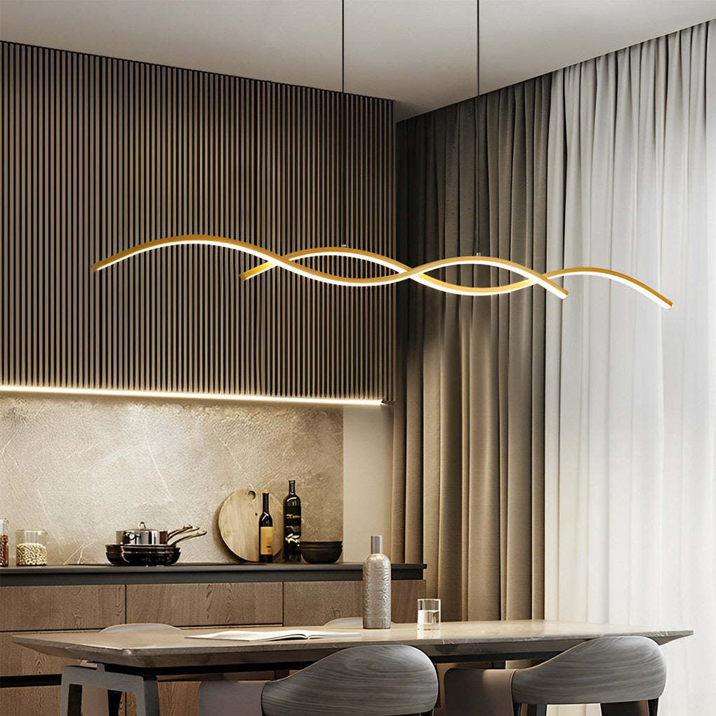Wavy Minimalist LED Nordic Dining Room Pendant Chandelier