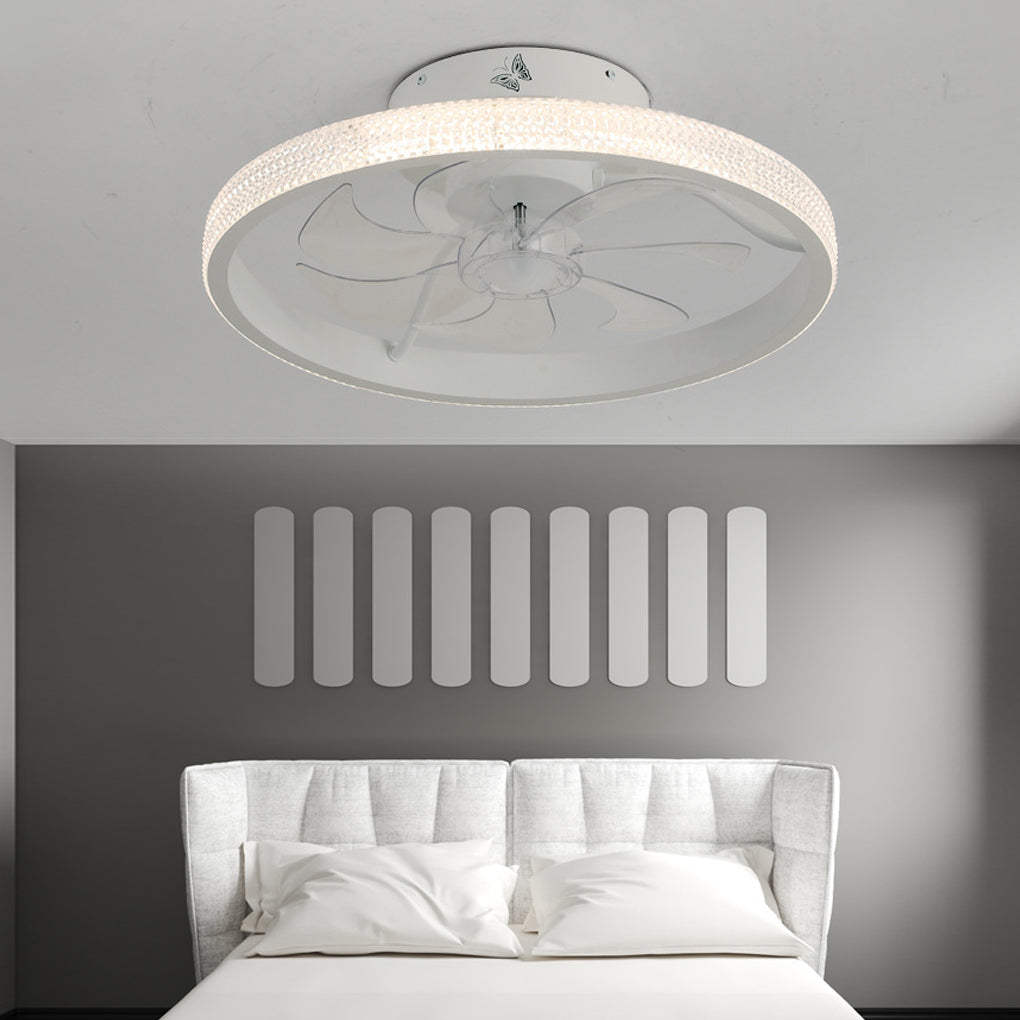 Round Inverter Mute LED Dimmable Bladeless Ceiling Fan