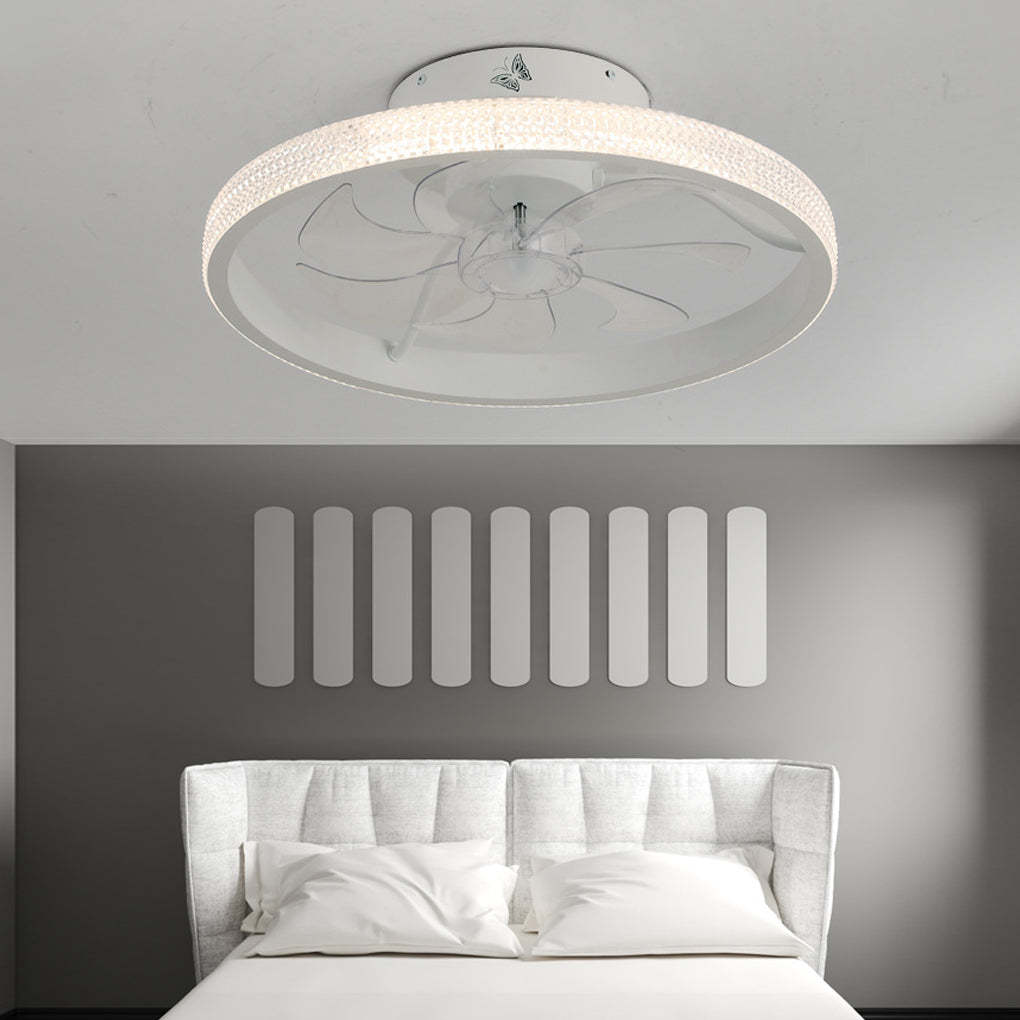 Round Inverter Mute LED Dimmable Bladeless Ceiling Fan