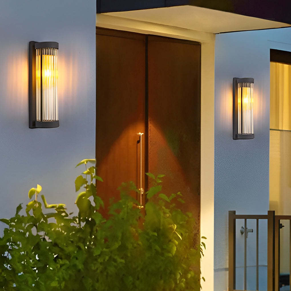 Lighom modern exterior glass outdoor wall lighting — 14.8" / Solar / Set of 8