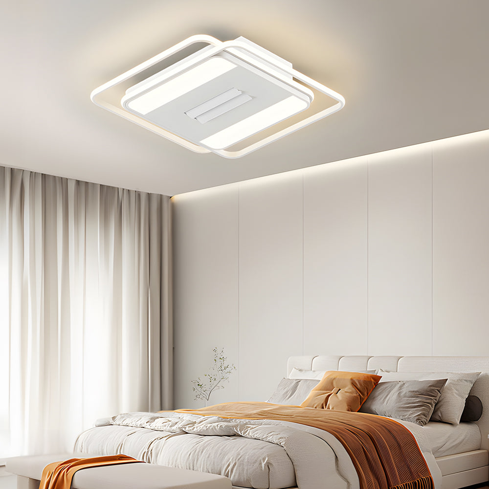 Square Round Stepless Dimming LED Mute White Modern Bladeless Ceiling Fans-Lighom