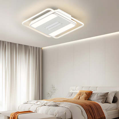 Square Round Stepless Dimming LED Mute White Modern Bladeless Ceiling Fans-Lighom