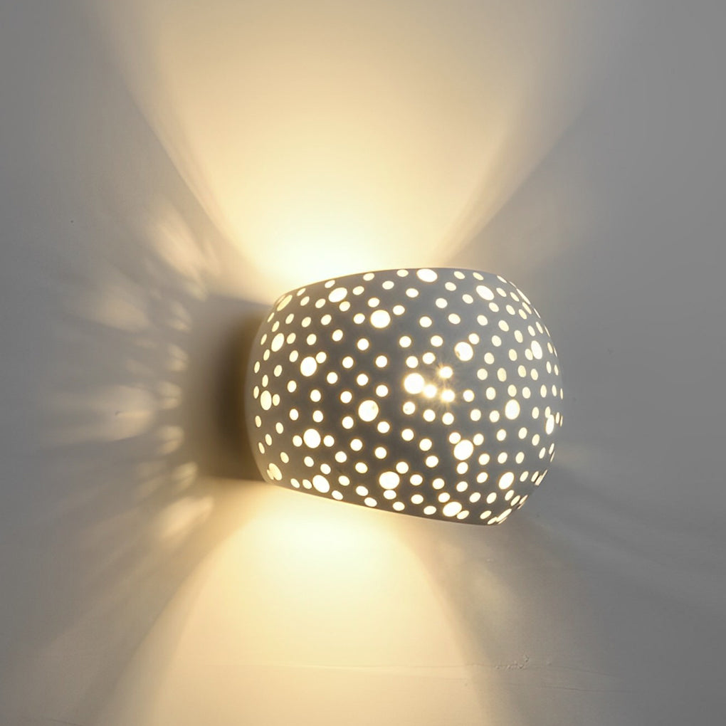 Round Creative Hollow LED up and down Lighting White Nordic Wall Lamp-Lighom