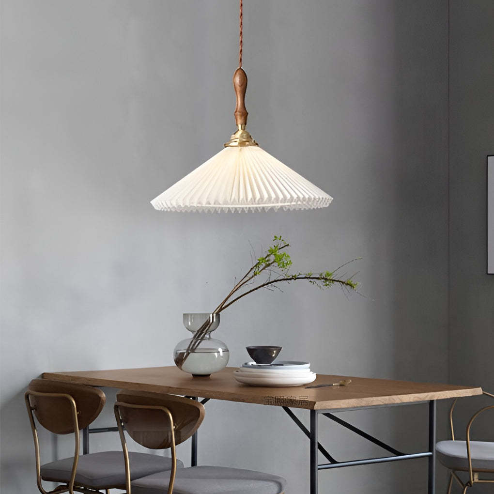 Classic Pleated White Nordic Pendant Wall Lamp
