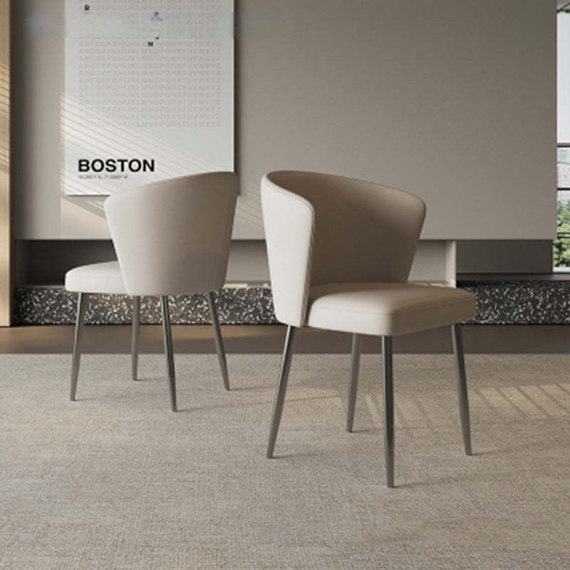Upholstered Leather Steel Dining Chair