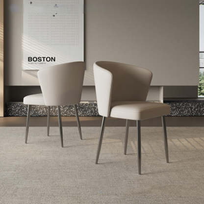 Upholstered Leather Steel Dining Chair