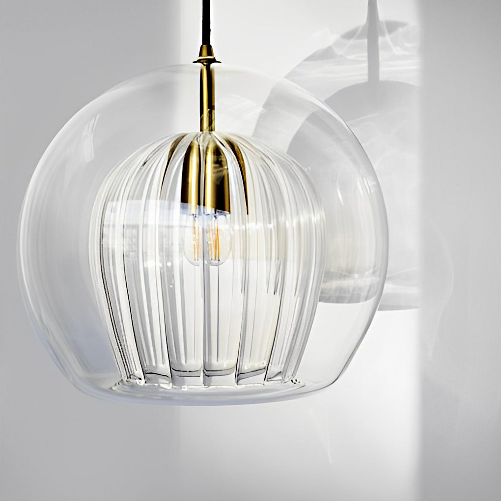 Double Layer Glass Shade Brass Chandelier