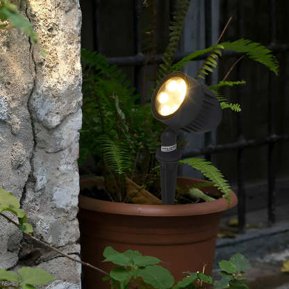 Adjustable Round LED COB Waterproof Black Modern Outdoor Spotlights-Lighom