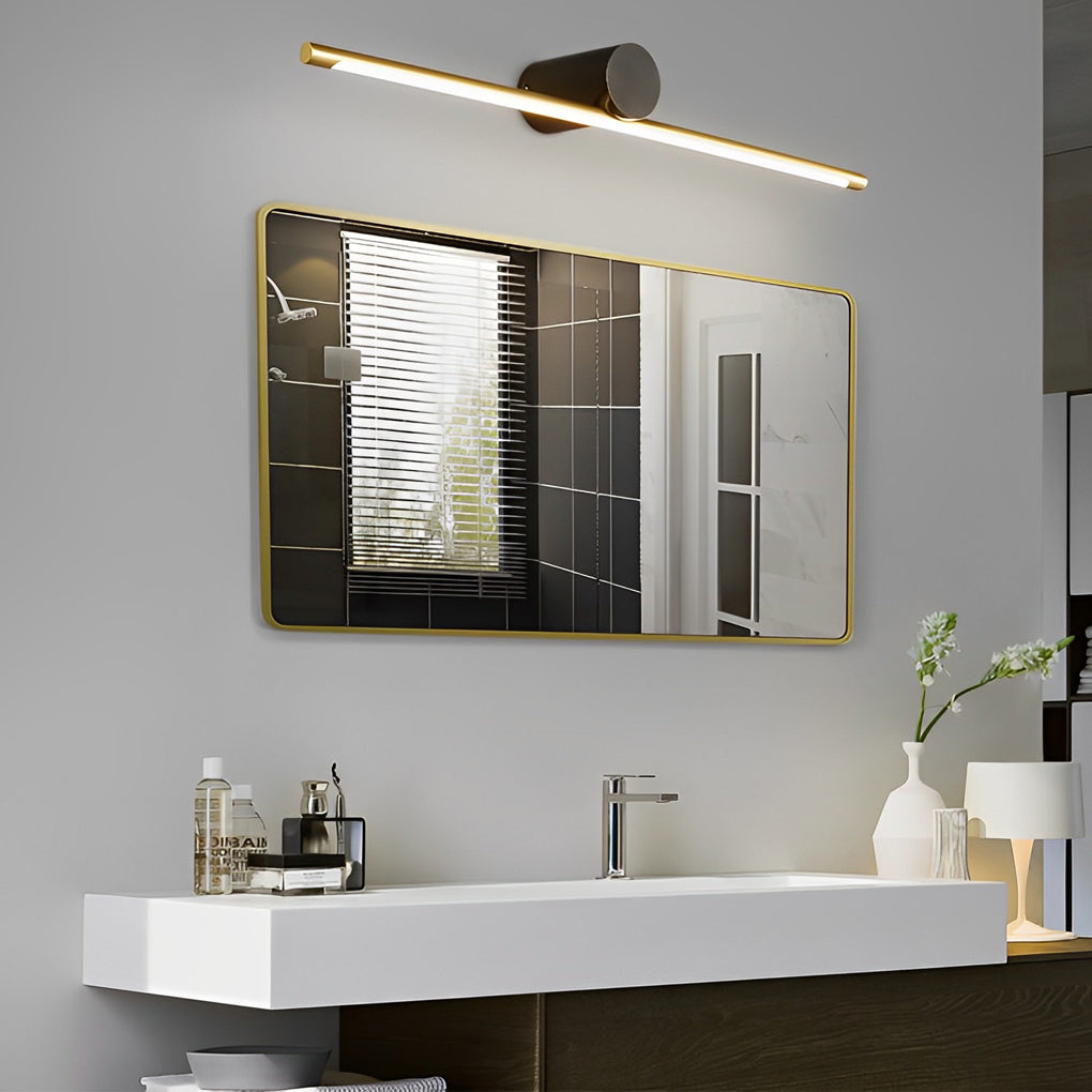 Modern Two-Tone Bathroom Vanity Light with Cylinder Fixture and Linear Bar-Lighom