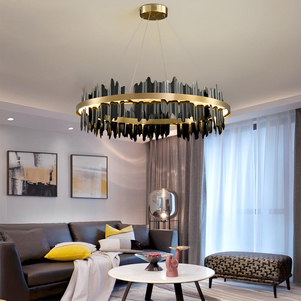 Circular Metal Dimmable LED Postmodern Chandelier