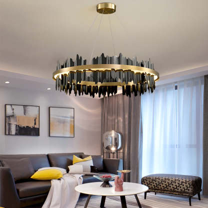 Circular Metal Dimmable LED Postmodern Chandelier