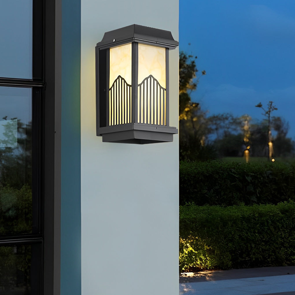 Black metal automatic outdoor wall lighting - modern — 19.3"