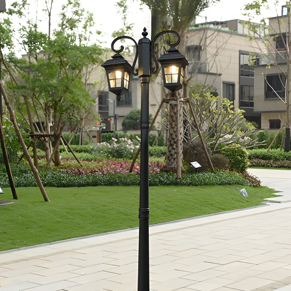 2 Lights Waterproof Black European Style Outdoor Pole Lights Public Lighting-Lighom