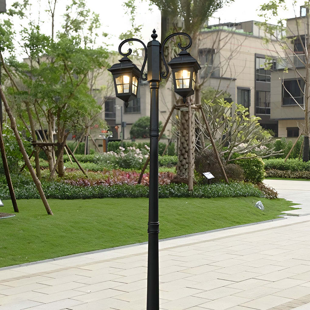2 Lights Waterproof Black European Style Outdoor Pole Lights Public Lighting-Lighom