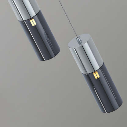 Small Cylinder Mirror Metal Smoke Gray Glass Pendant Light